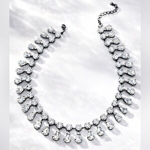 Anthropologie Sparkling Clear Crystal Teardrop Collar Necklace